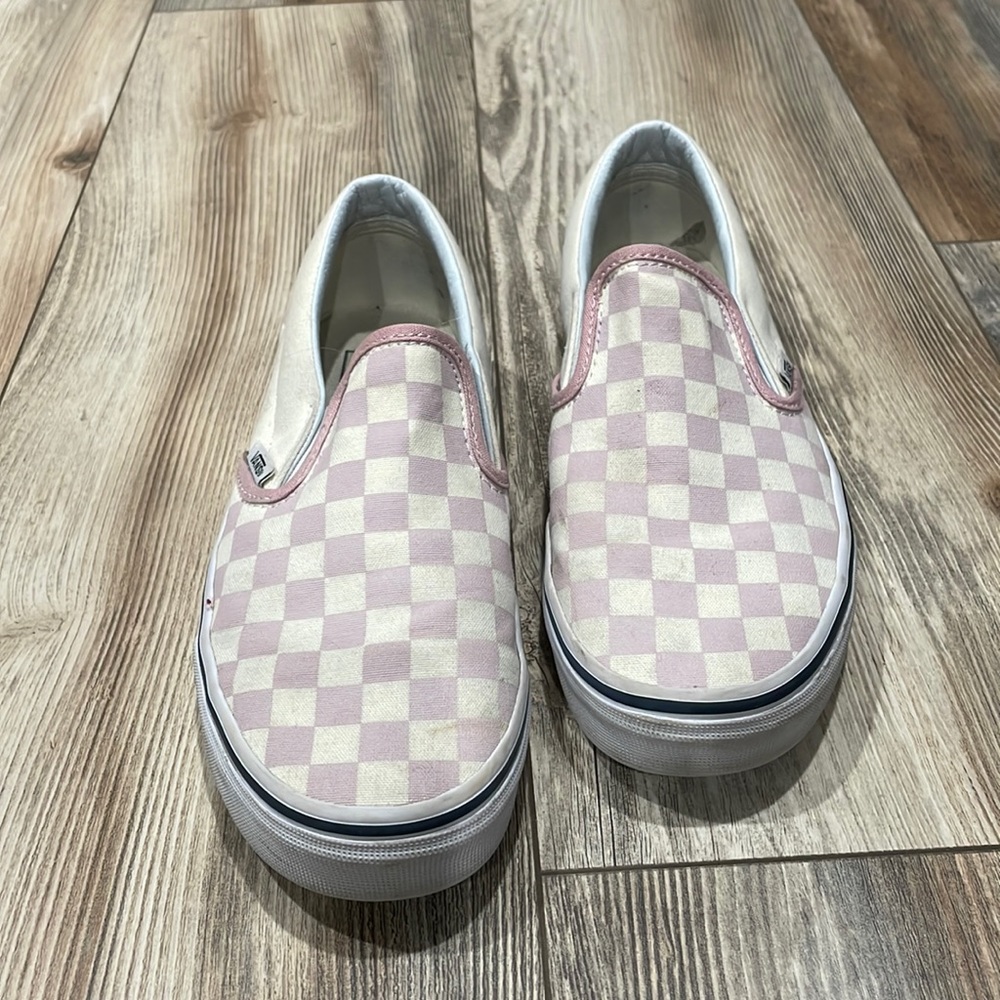 Pink and white checkered vans. Size 7.5 womens